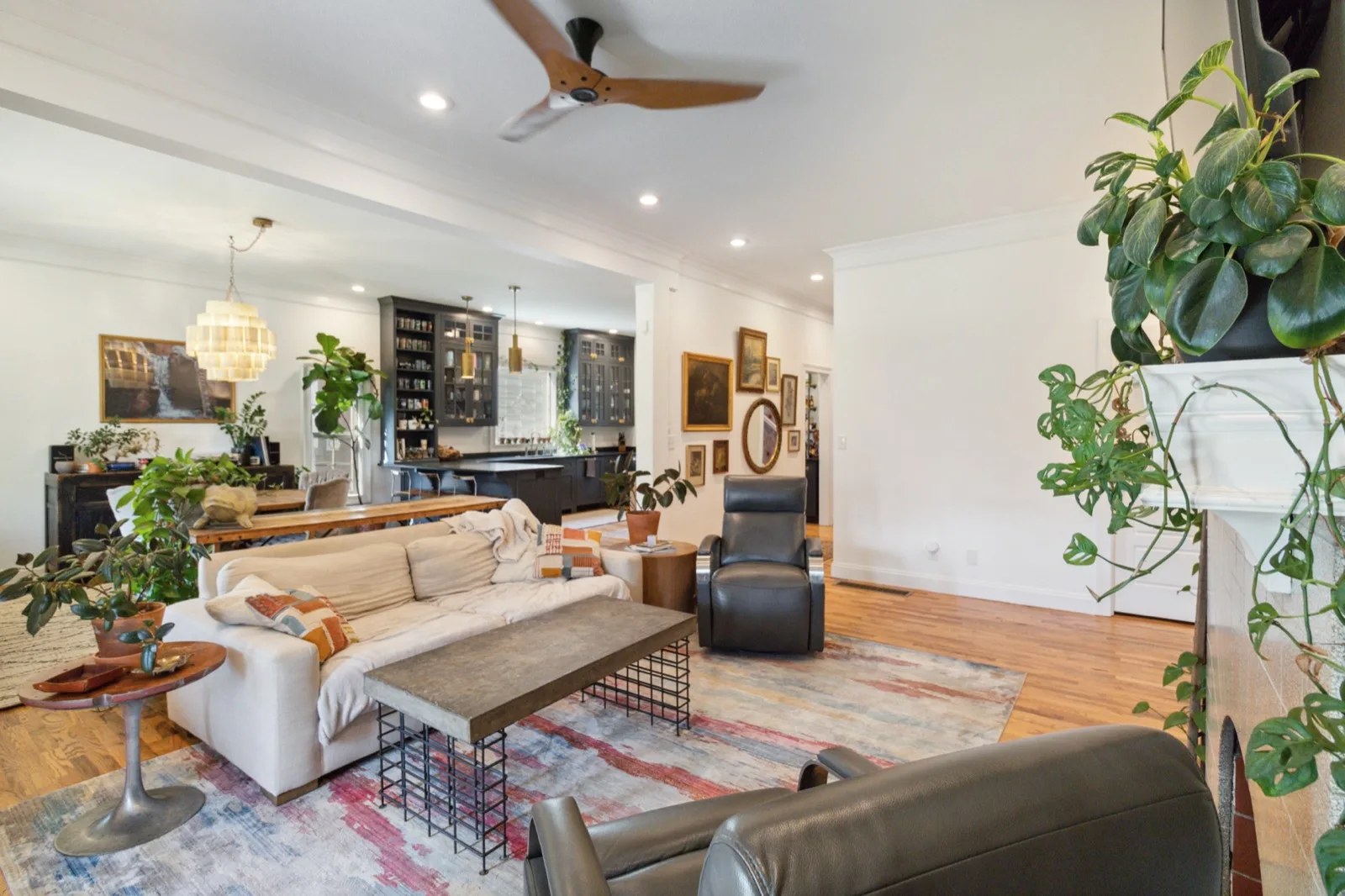 A bright, beautifully staged living room in a Lexington home